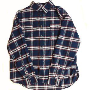 Jachs Heavy Flannel Blue Plaid 100% Cotton Shirt
